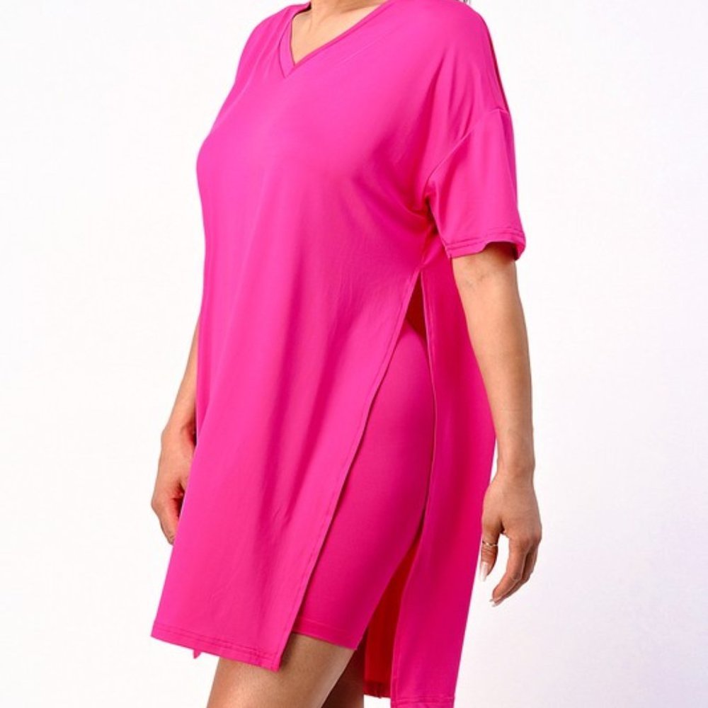 Kayla Two Piece Biker Set with Oversized Shirt-Fuc